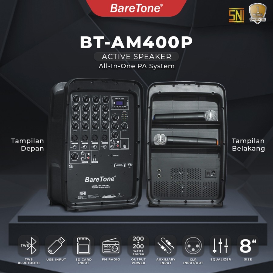 Speaker aktif baretone tipe AM400P AM 400P ORIGINAL GARANSI RESMI