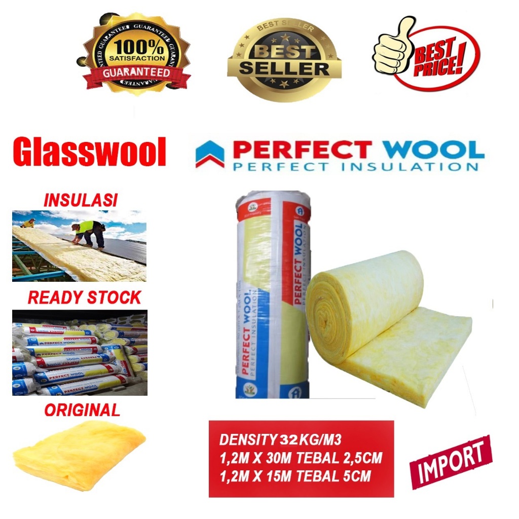 Glasswool Peredam Suara 32kg - Glasswool Peredam Panas - Glasswool Atap