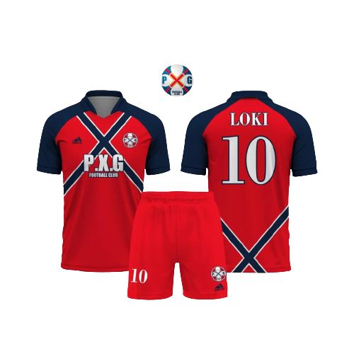 BAJU ANIME P.G.X MERAH JERSEY FUTSAL/SEPAK BOLA/ FULL PRITING GRATIS COSTUME NAMA