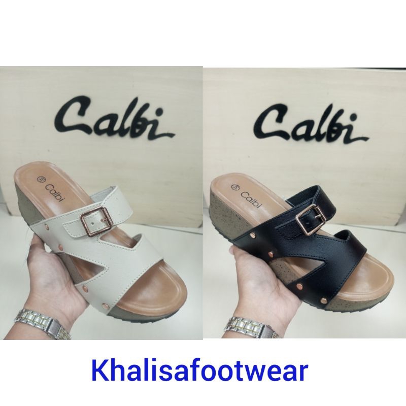 Sandal Wanita Wedges Calbi Original Artikel DJ 1565 Model Selop Hak 5 CM Size 36-40