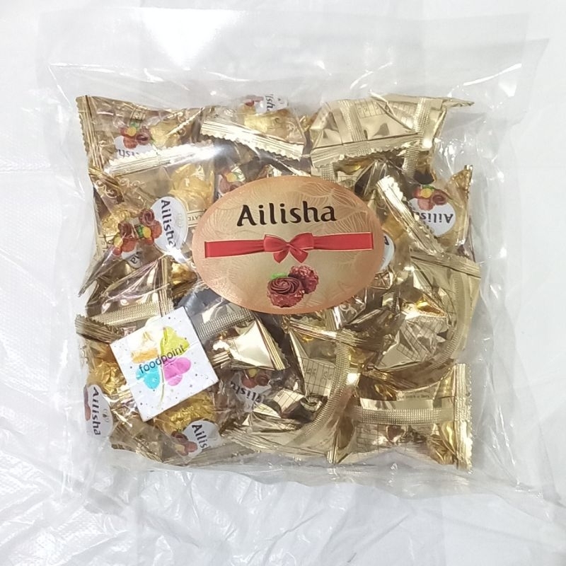 

Coklat Ailisha Peanut Chocolate Golden Wrapper isi 250gr