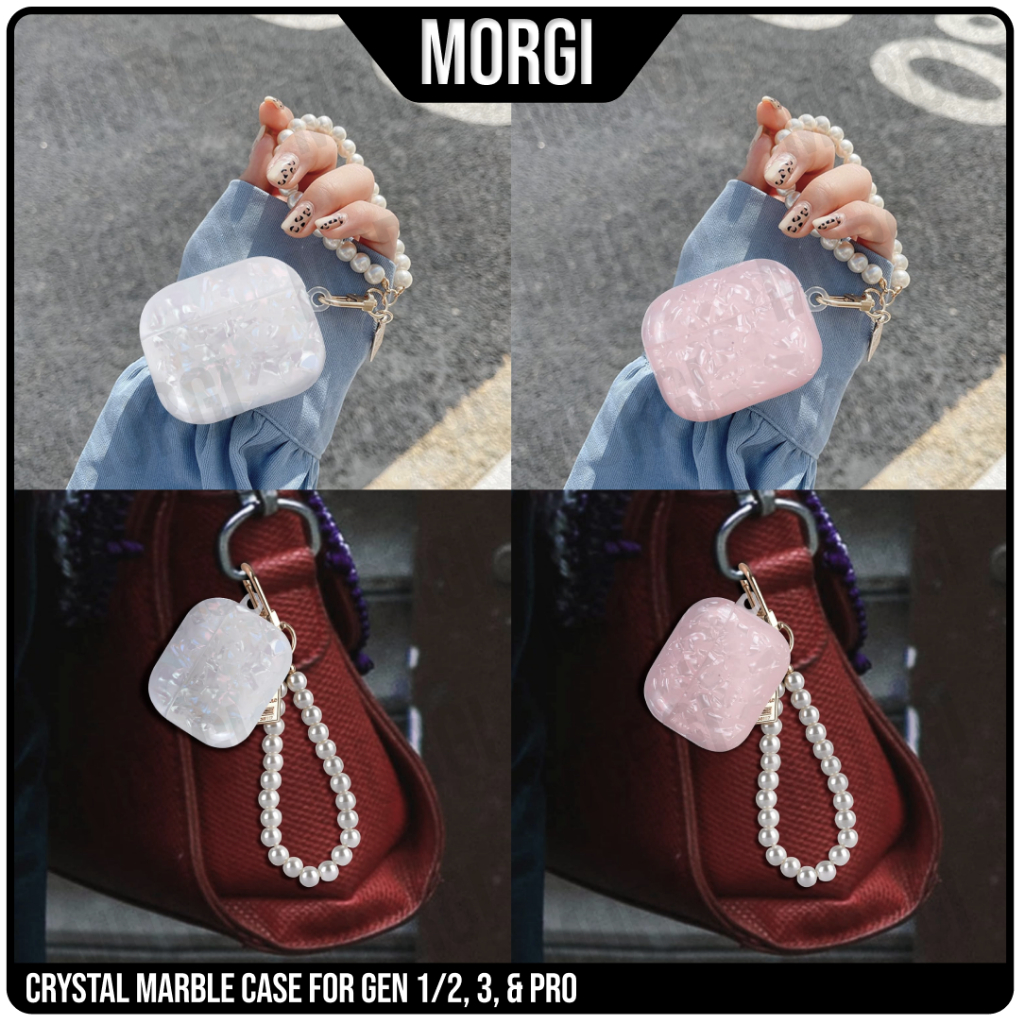 Case Airpods 1 2 3 Pro Mutiara Crystal Marble Premium Gen Glossy Soft Pink Shell Pearl Lucu Softcase