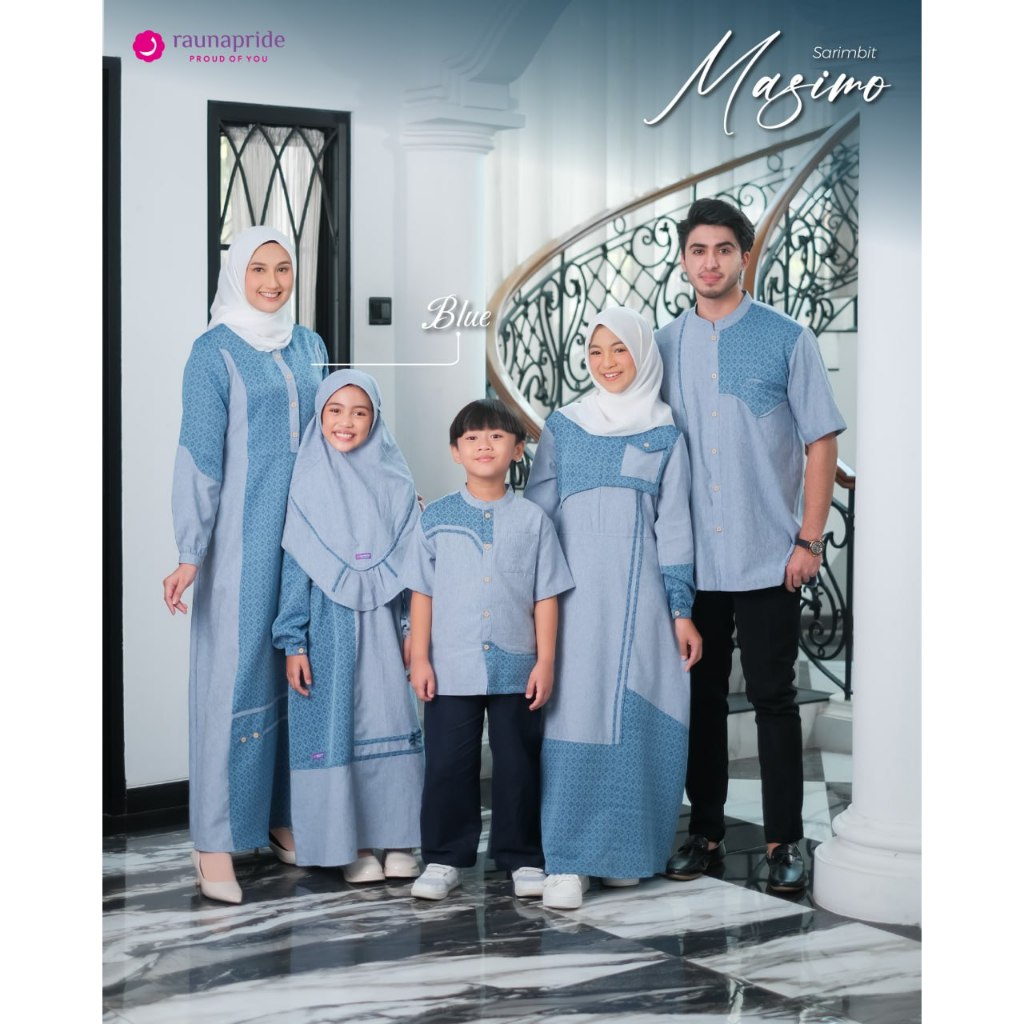 Sarimbit masimo Blue rauna / baju gamis / dress wanita / baju muslim / gamis wanita / gamis couple /