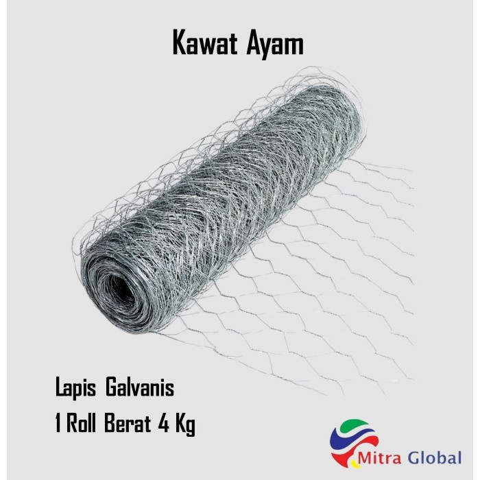 Kawat Ayam Galvanized / Chicken Wire Mesh Kawat Ayam 1/2" Inch Kawat Loket Cor Galvanis 15 M 1 Roll