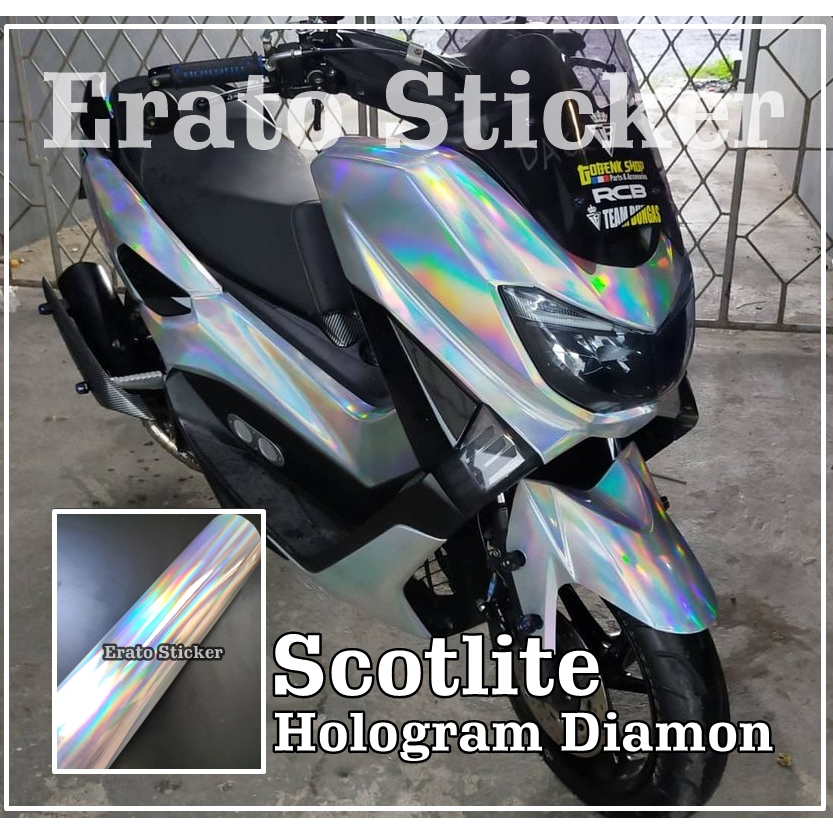 Scotlite stiker motor hologram skotlet aurora pelangi skotlet pelangi skotlet bunglon hologram skotl