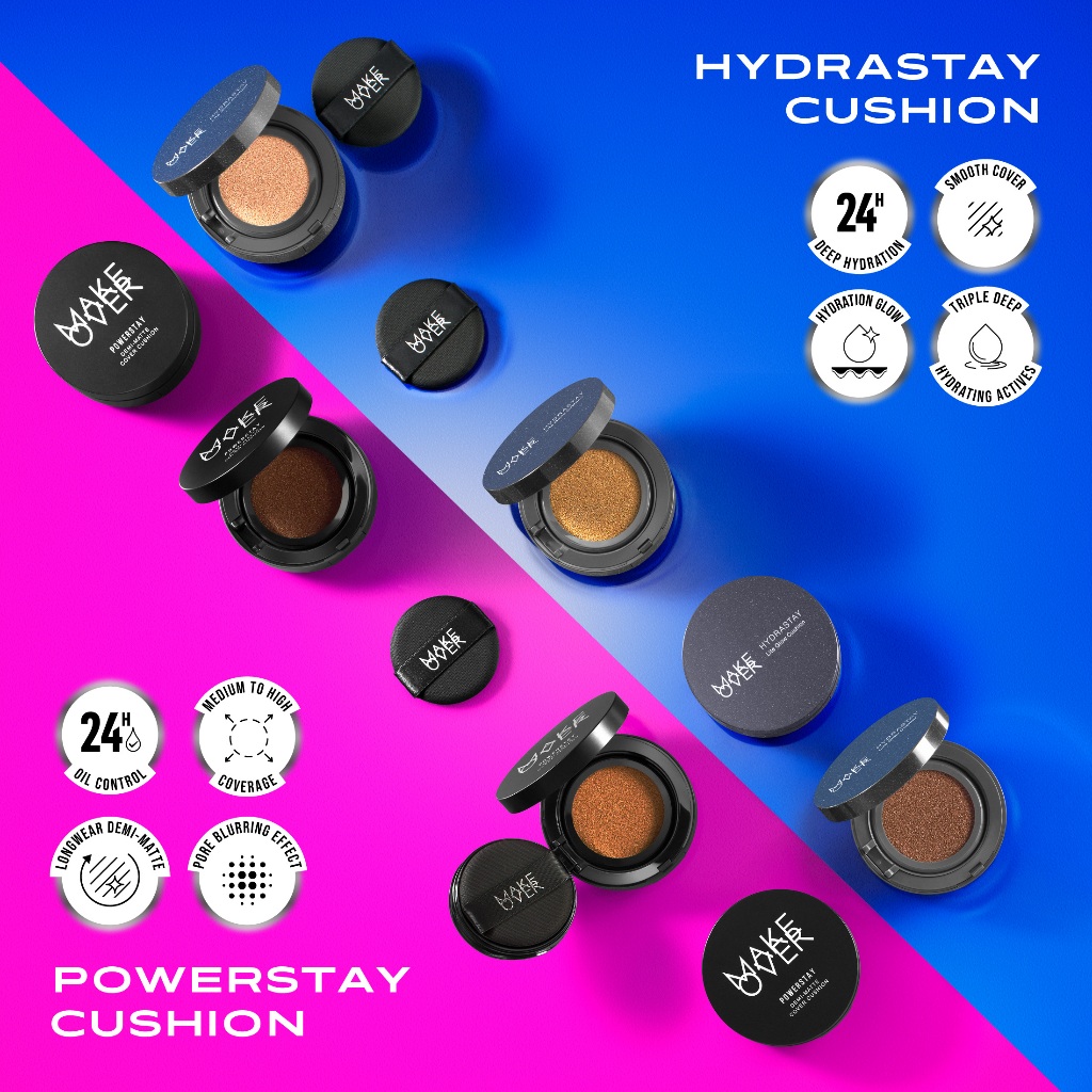 MAKE OVER Powerstay Demi-Matte Cover Cushion - Cushion matte high coverage BEST SELLER ringan oil control make up tahan lama 24 jam non-comedogenic Image 6