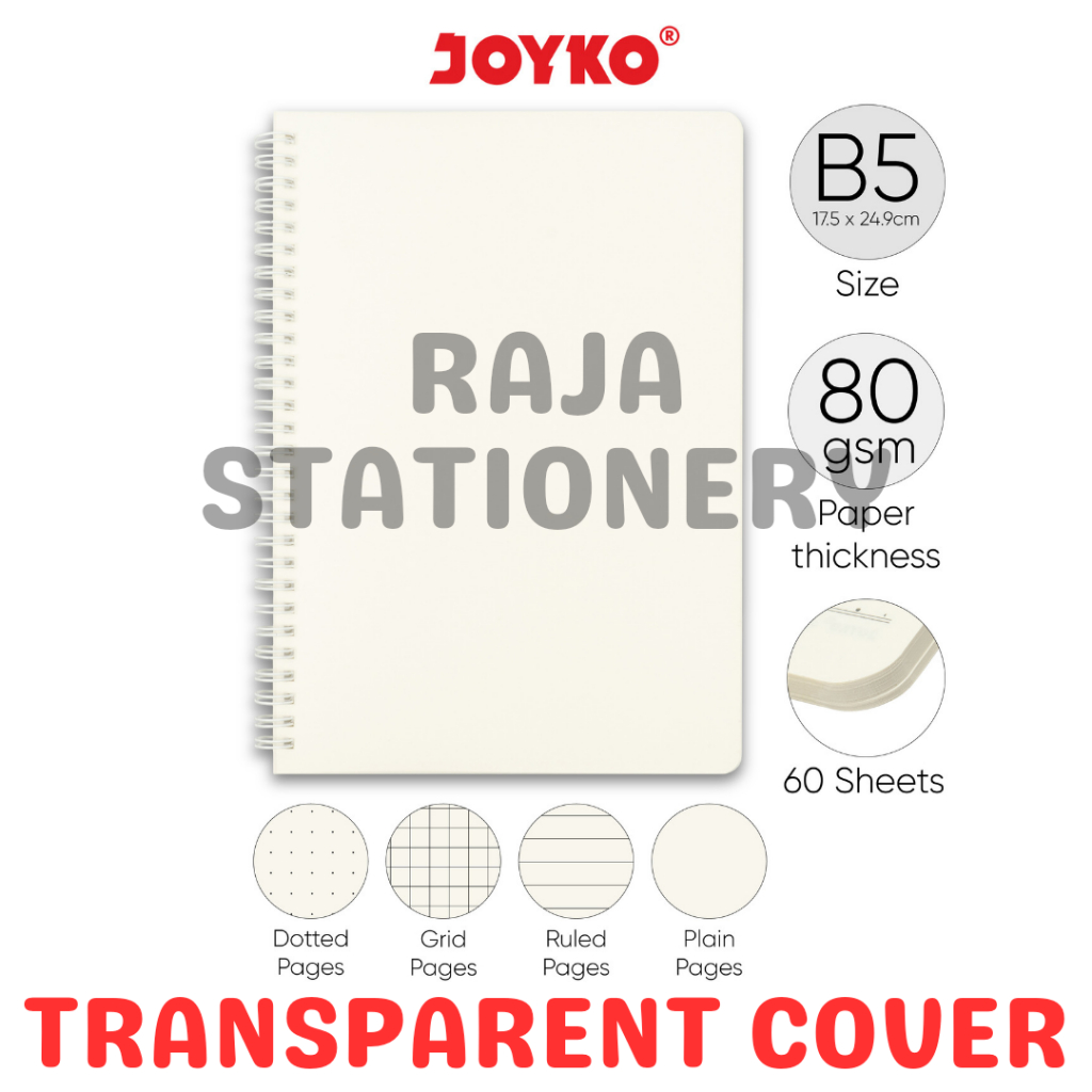 

Joyko Notebook Diary B5 TRANSPARENT / Buku Catatan Agenda Garis Titik Polos TRANSPARAN NB-732