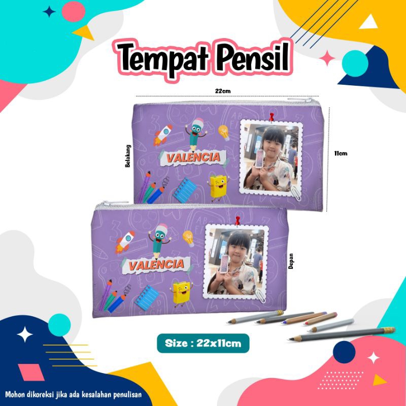 

Tenpat pensil Custom Nama Anak dan Foto uk. 22x11