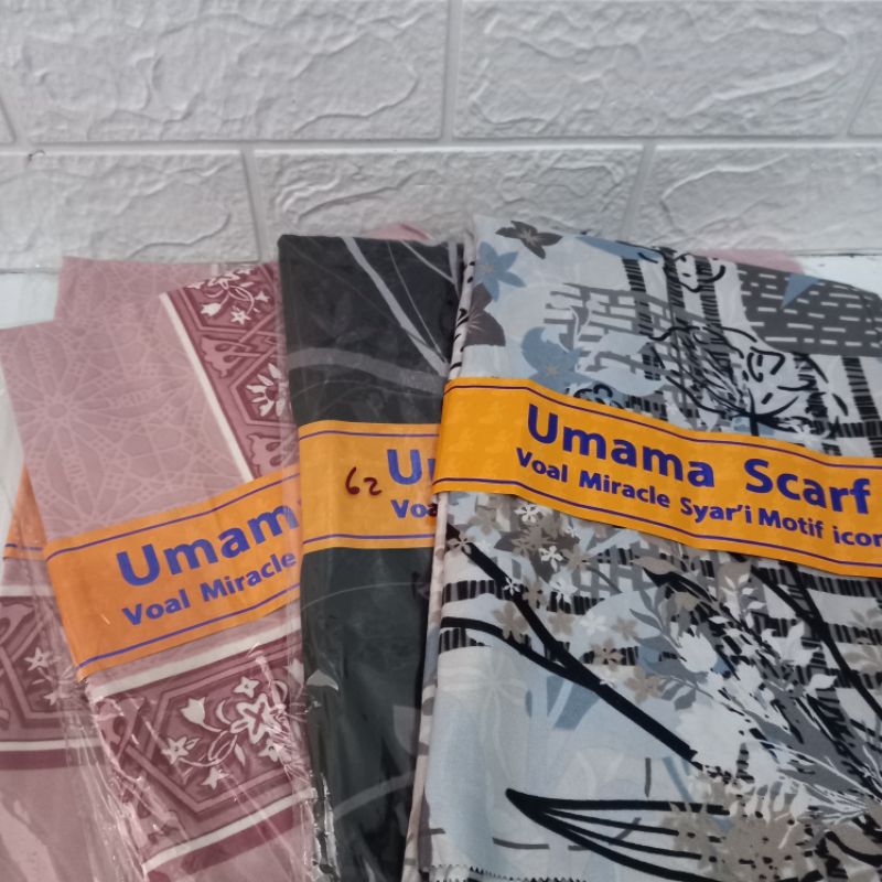 Voal Umama Azara Motif Syar'i Metal Logo Hijab Segiempat Polos Syari