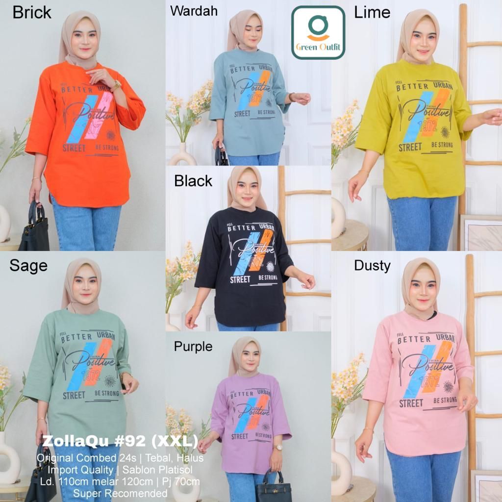 zolaqu#92 kaos jumbo ld 110 blouse bluss blus bluse baju atasan katun wanita perempuan cewek remaja 