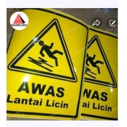 

sign tanda nama tulisan timbul ruang sticker stiker awas lantai licin