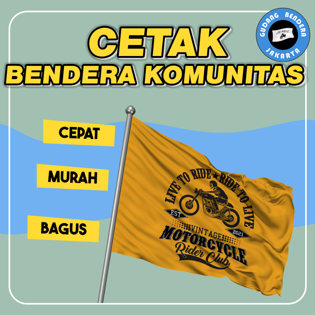 CETAK BENDERA KOMUNITAS TERMURAH CUSTOM GOJEK GRAB SHOPEE MAXIM INDRIVER KLUB FULL PRINT
