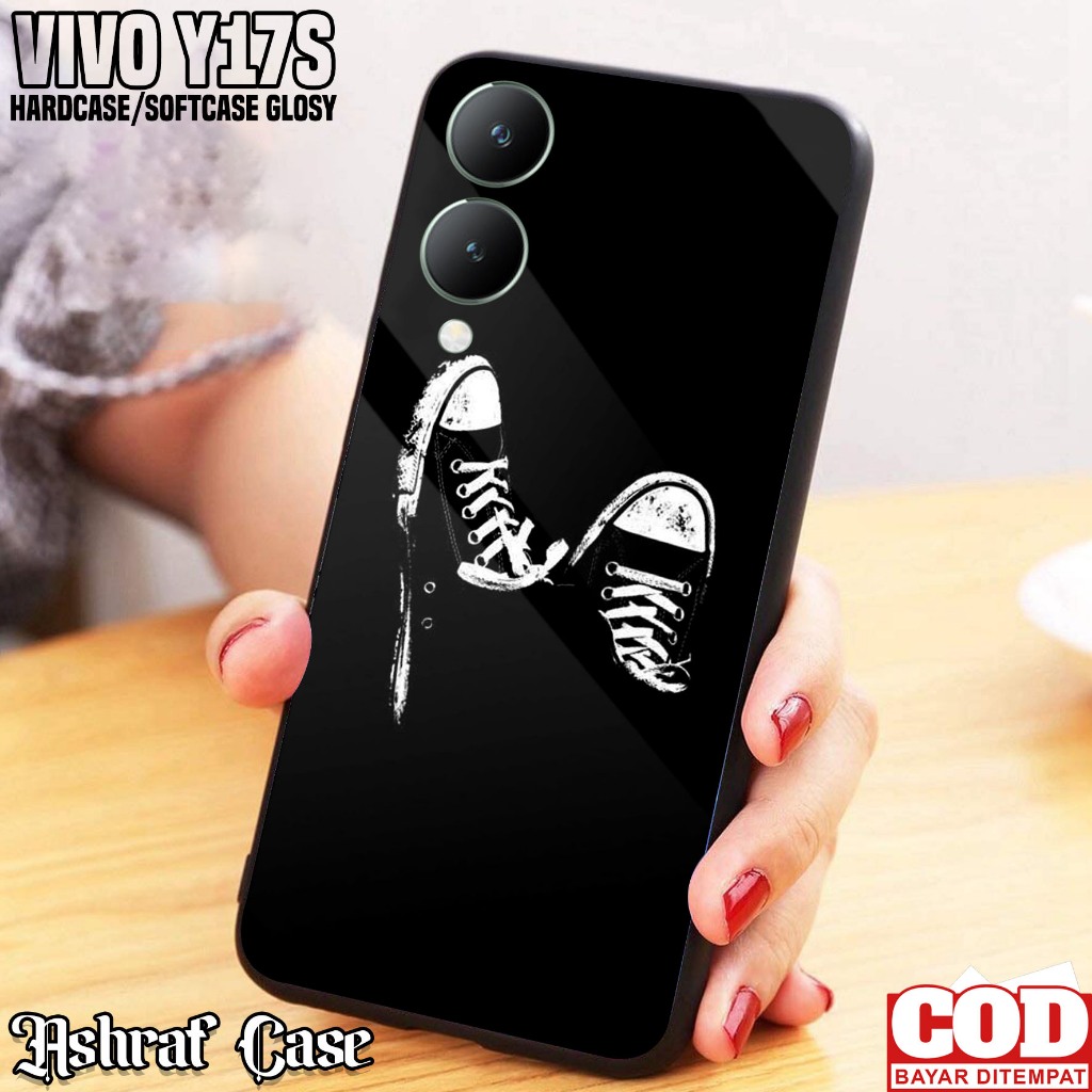Case VIVO Y17S - Casing VIVO Y17S Terbaru ( BLCK ) Silikon Hp VIVO Y17S - Softcase Glass Kaca - Kesi