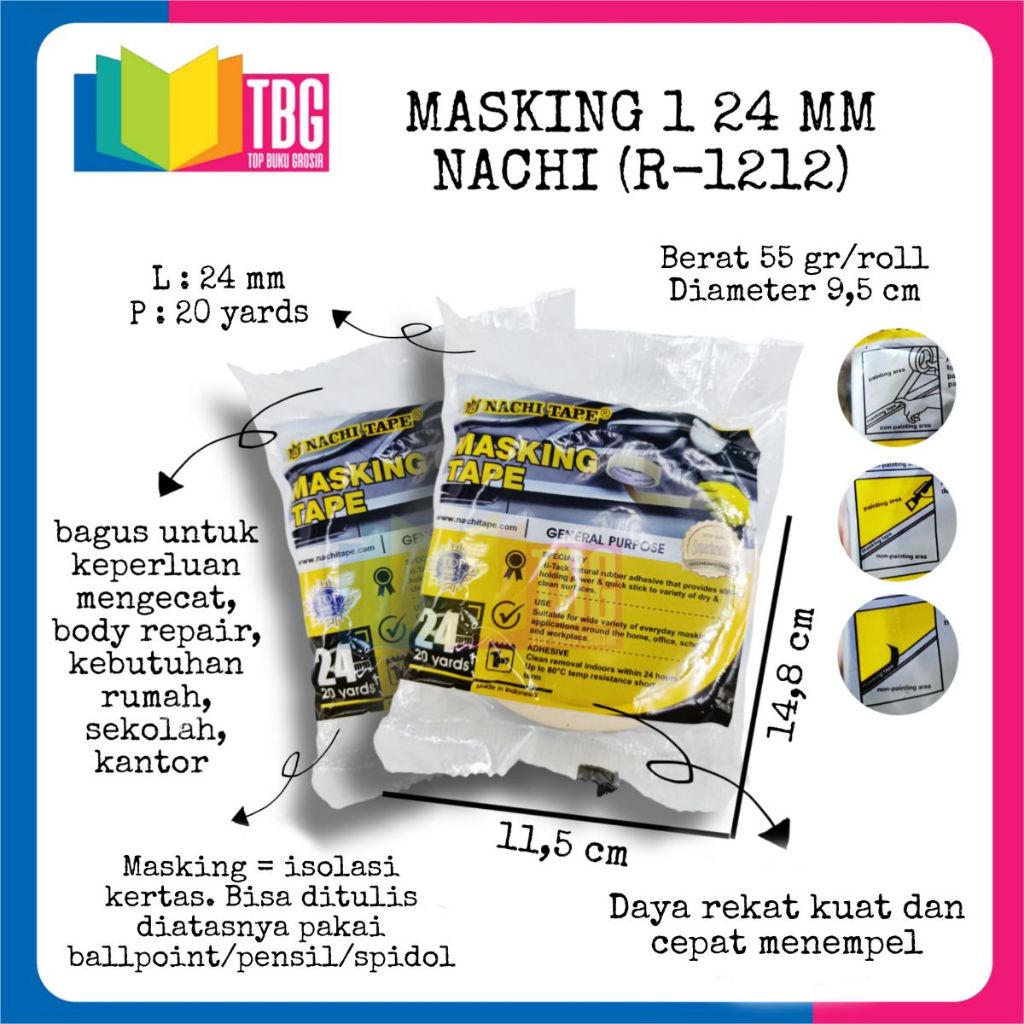 

1 PCS MASKING 24MM NACHI / ISOLASI KERTAS / MASKING TAPE (R-1212)