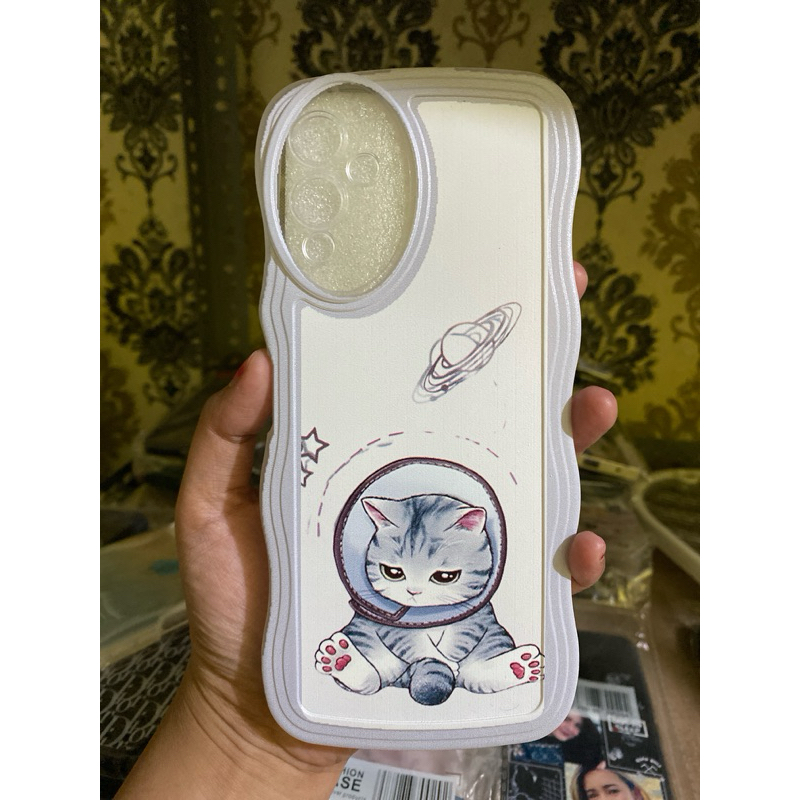 infinix note 12i gelombang wave cat premium cute kucing softcase case