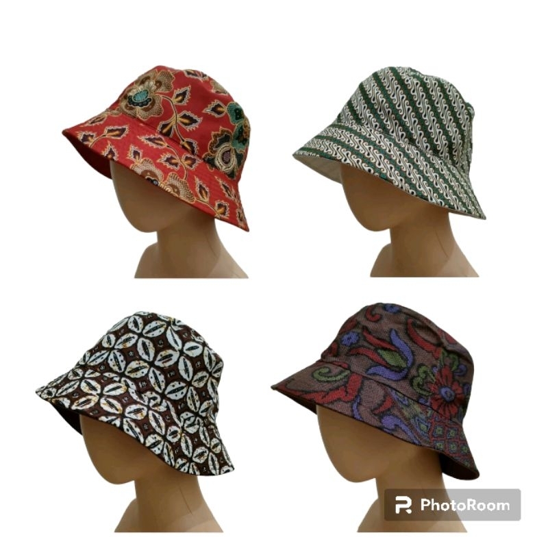 buchet hat batik topi pantai topi batik bolak balik / topi batik rimba / topi bucket batik / topi pa