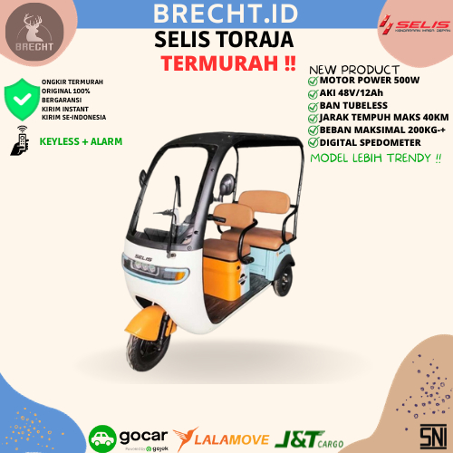 Sepeda Motor Listrik Roda Tiga Selis Pandan & Selis Toraja 500 Watt