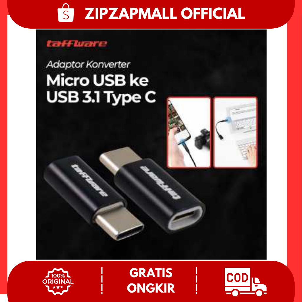Adaptor Konverter High Speed Micro USB ke USB 3.1 Type C Bahan Aluminium / Converter Micro Usb To Ty