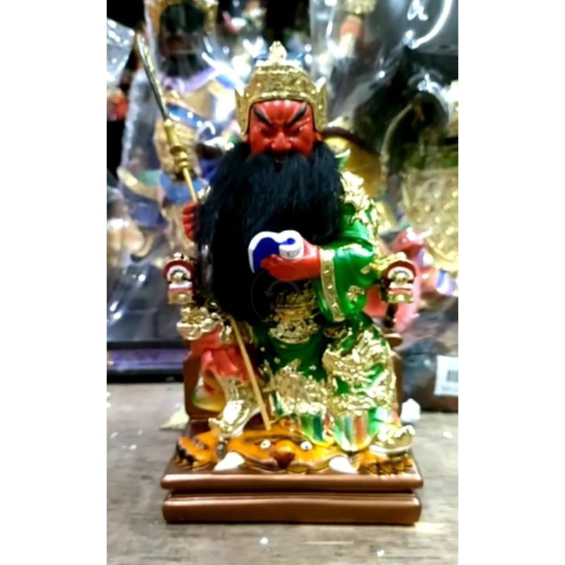 patung dewa kwan kong /kwan kung/ guan yu - duduk - fiber - 8inch
