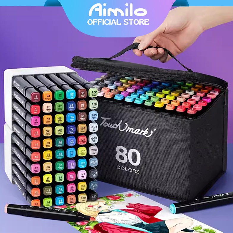 

ART K46A READY Aimilo Spidol Warna Warni 1 Set Sketch Marker 2 Tip Touch Marker 4868 Warna