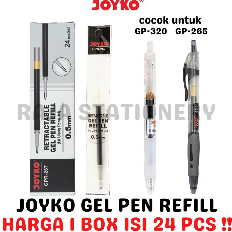 

ART W8Q JOYKO GEL PEN REFILL BLACK BLUE ISI ULANG PEN JOYKO GP265 HITAM BIRU GP32 5MM GPR267 1 BOX 24PCS