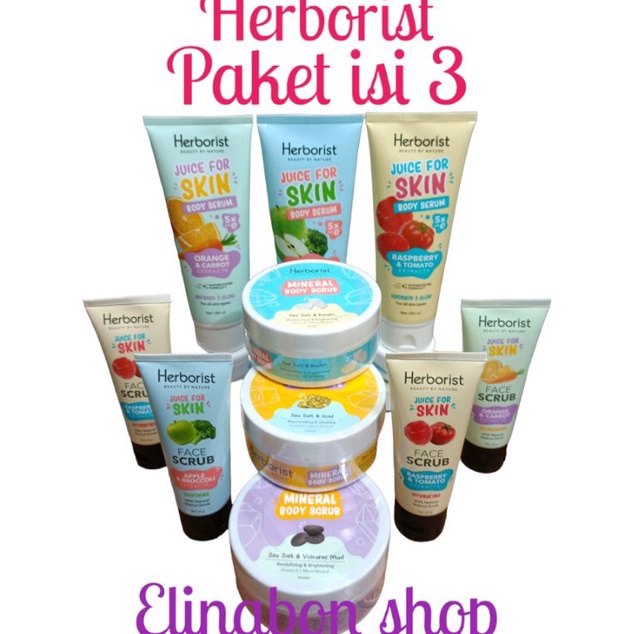 Herborist Paket Isi 3 Body Serum Body Scrub Face Scrub