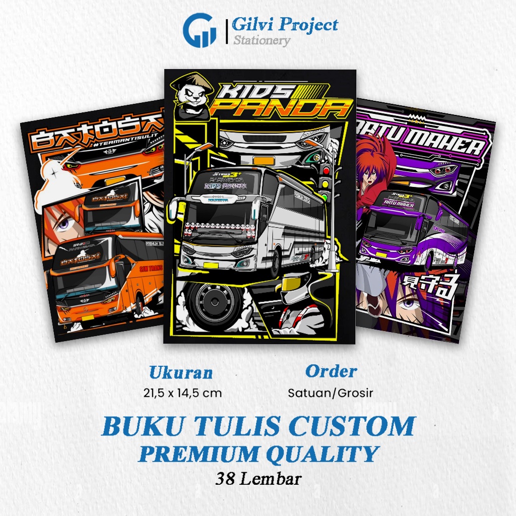 

Buku Tulis Bus Mania / Buku Tulis Sekolah / Buku Tulis Catatan Notes Agenda Planner Jurnal Notebook Anime