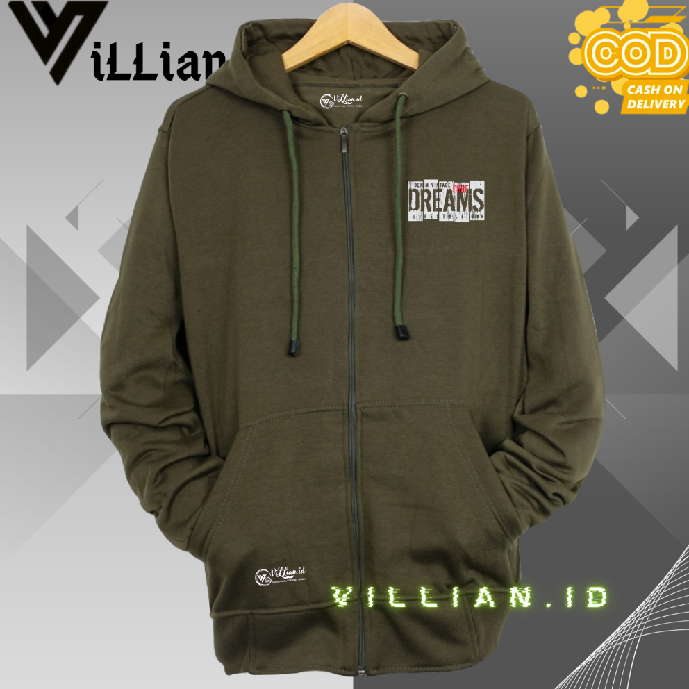 COD Jaket Sweater Hoodie Resleting Zipper Lois Print Gold Premium Quality Bahan Fleece Tebal Pria & 