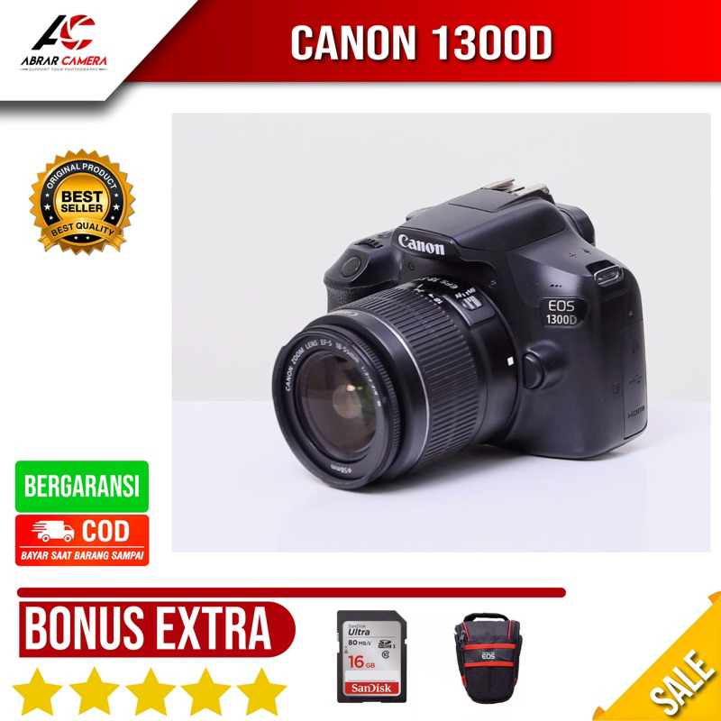 Kamera Canon 1300D Wifi + Lensa Kit 18-55mm Bekas Second