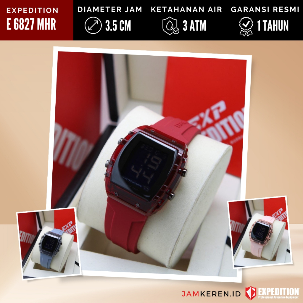 JAMKEREN Expedition Jam Tangan Wanita Expedition 6827 EXP 6827 E6827 E 6827 Digital Tali Karet, Orig