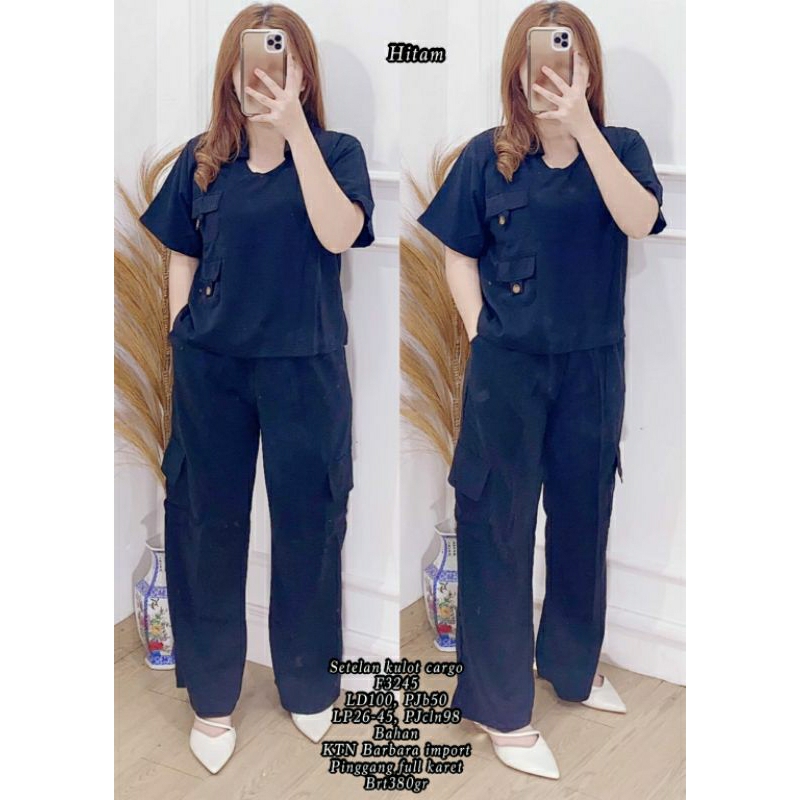 SETELAN KULOT CARGO F3244 HIJAU BARBARA IMPORT/SETELAN KULOT CARGO F3245