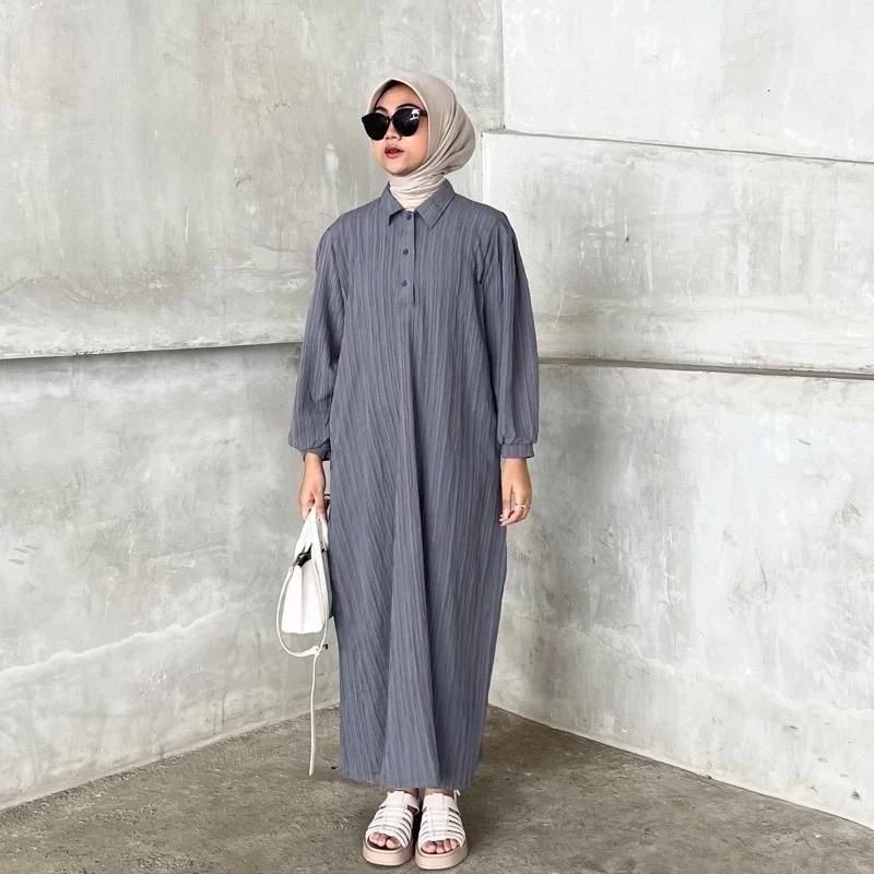 POLO DRESS AMELIA IMPORT JUBAH KEMEJA POLO DRESS PANJANG WANITA