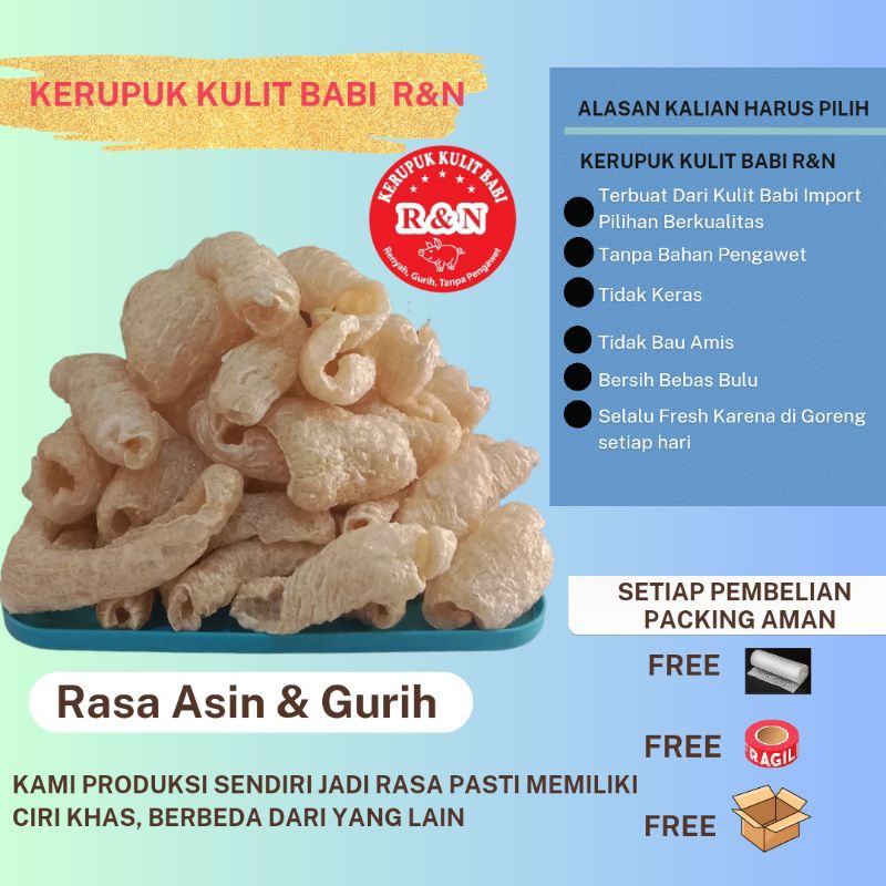 

QH KERUPUK KULIT BABI R&N IMPORT Mentah 500 CU JIU CHA RAMBAK Premium