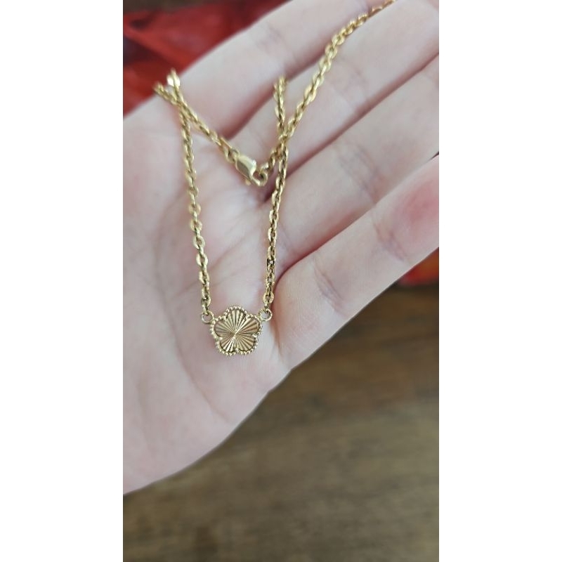Kalung bunga kuning polos kendari emas asli 375 8k kado ibu istri