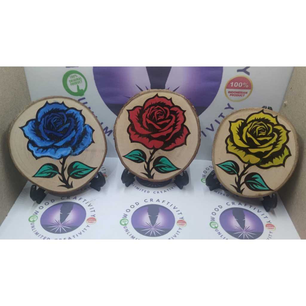Hiasan dekorasi meja aesthetic, bentuk wood slice random