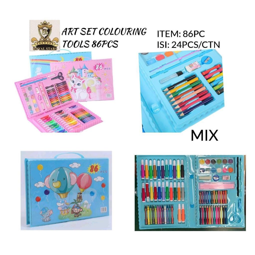 

art set crayon set isi 86 pcs biru/ pink satuan( seperti di foto)