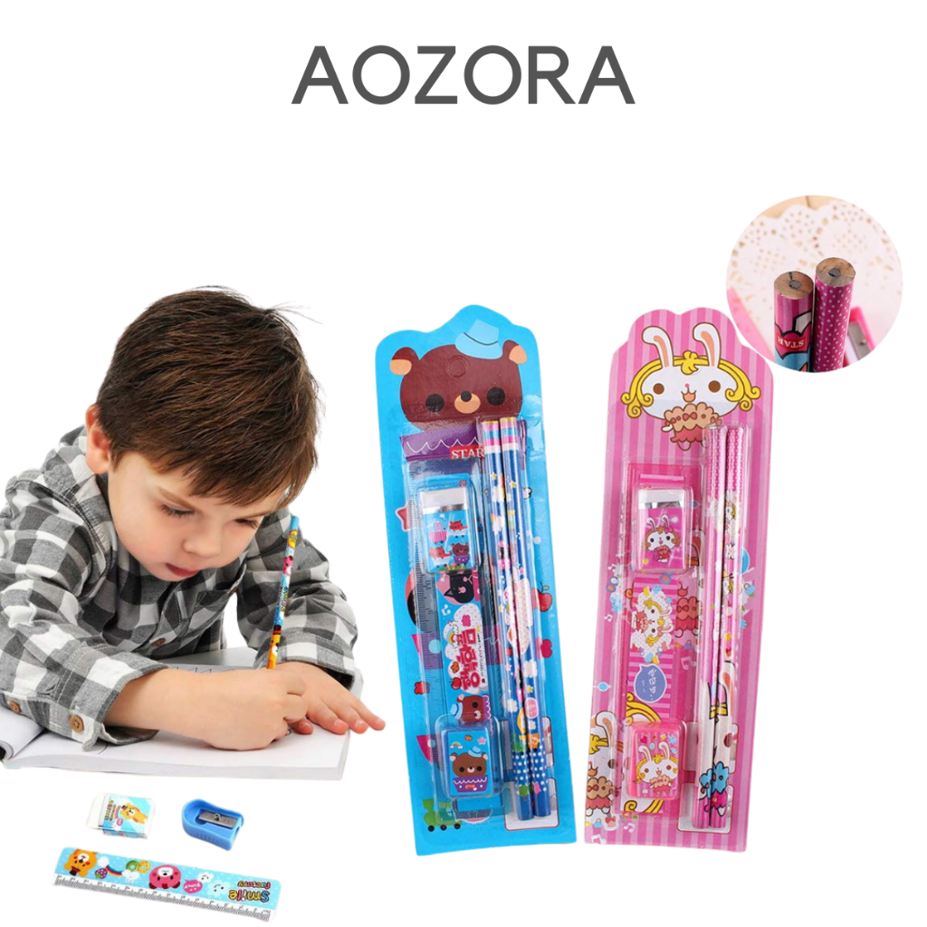 

[ AOZORA ] Pensil Set Alat Tulis Sekolah Anak Anak Karakter Cartoon