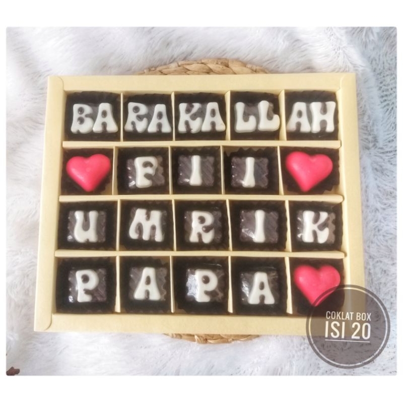 

coklat box isi 20 / coklat box / coklat karakter / coklat ucapan / coklat hadiah / coklat