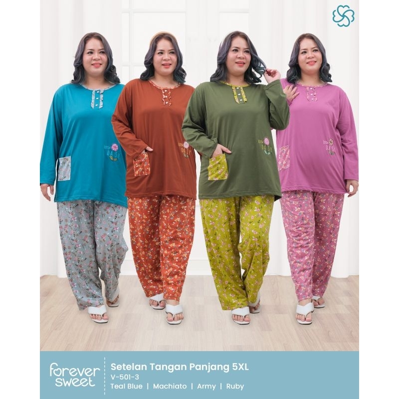 SETELAN BABYDOLL V-501-3 FOREVER 5XL PP PANJANG PANJANG JUMBO