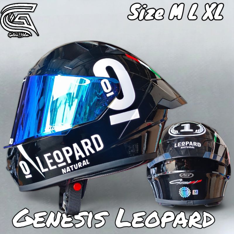 HELM ALV GENESIS BLACK GLOS PAKET LEOPARD |FULL FACE