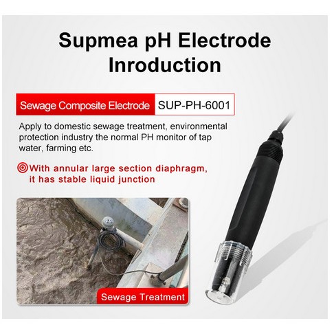 SUPMEA SUP-pH 6001 Plastic pH electrode