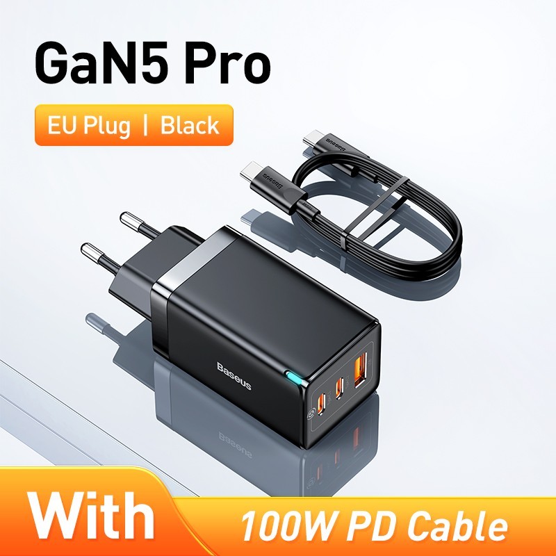 Adaptor CHARGER Baseus GAN 3 PRO 65W FAST CHARGER Free Type c cable
