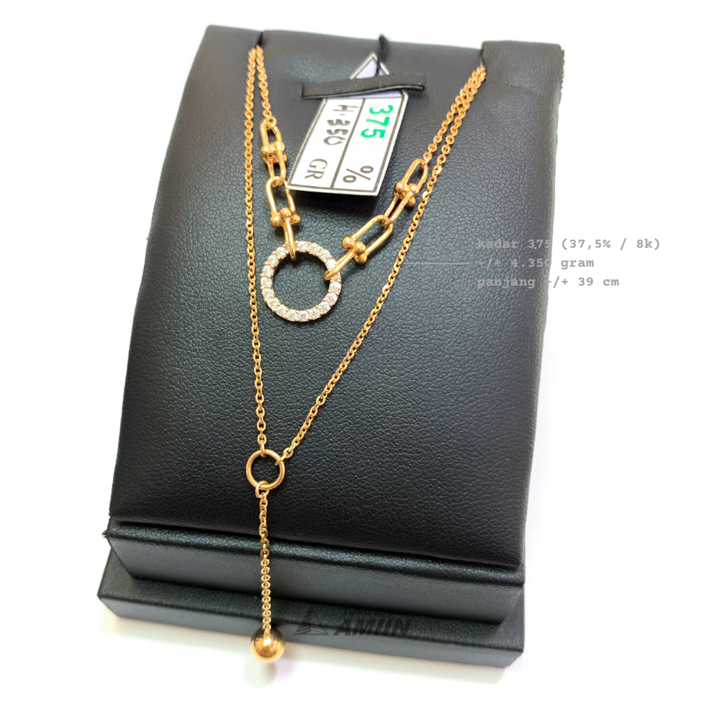 Toko Emas Amiin Kalung Emas Asli UBS Kadar 375 (37,5% / 8K) 4.350 Gram - Rantai Rolo Tiffany Fashion