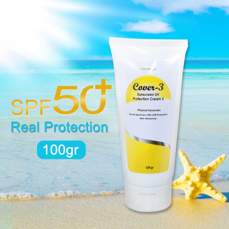 SUNSCREEN COVER-3 dengan Sun Protection Factor 50. sunscreen UV protection cream 5