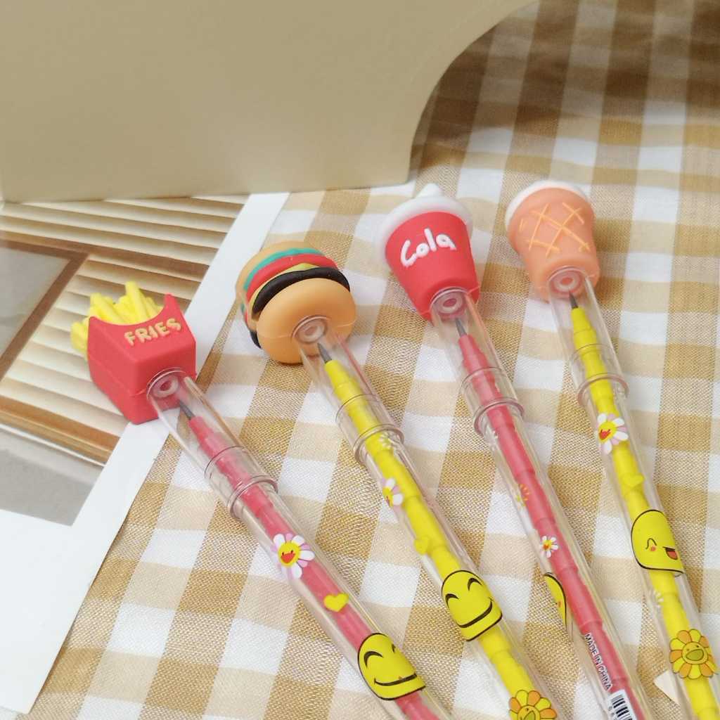 

Pensil Susun Bentuk Kentang Goreng / Hamburger / Cocacola / Icecream