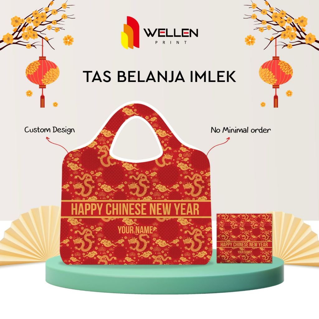 WELLEN PRINT - Shopping Bag Imlek Custom Print Design Nama / Tas Belanja Lipat CNY