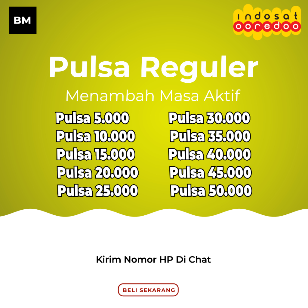 PULSA REGULER INDOSAT PALING MURAH | M3 | IM3 | MENTARI 50rb 60rb 70rb 90rb 90rb 100rb