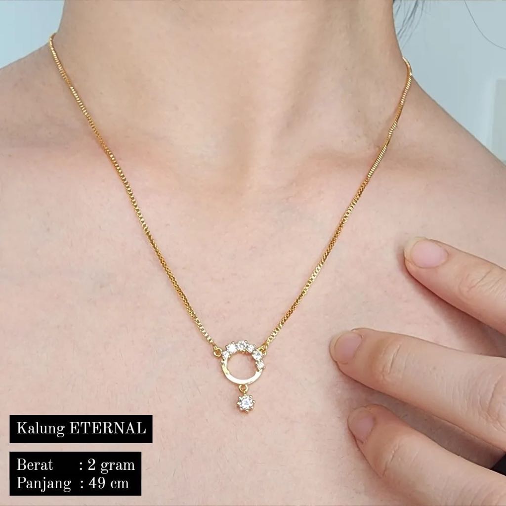 Kalung Eternal Dewasa 2 Gram Emas Muda, Panjang 49cm