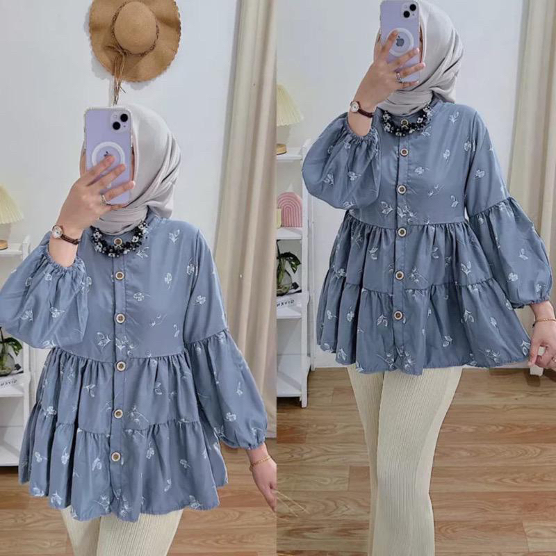 AIDA BLOUSE BABYDOLL/ BLOUSE FLORAL OVERSIZE / ATASAN BLOUSE MOTIF BUNGA