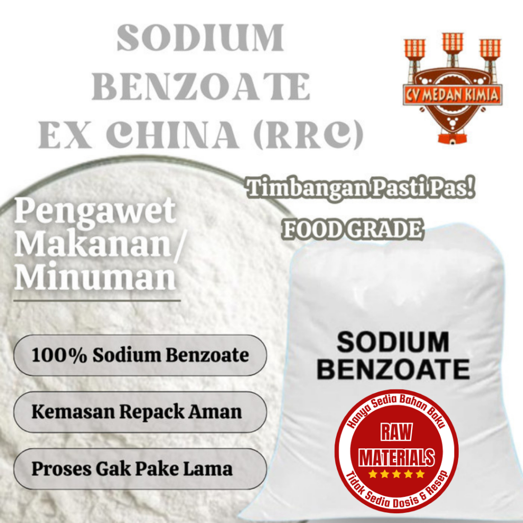 

Original Sodium Benzoate Pengawet Makanan ex china Wuhan RRC Food Grade 500gr